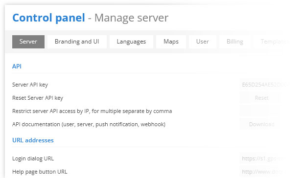 Control panel feature screenshot