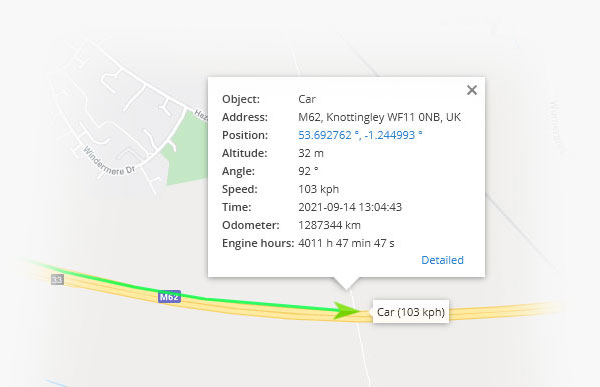 Real time tracking feature screenshot