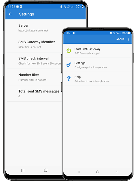 SMS Gateway Android app interface